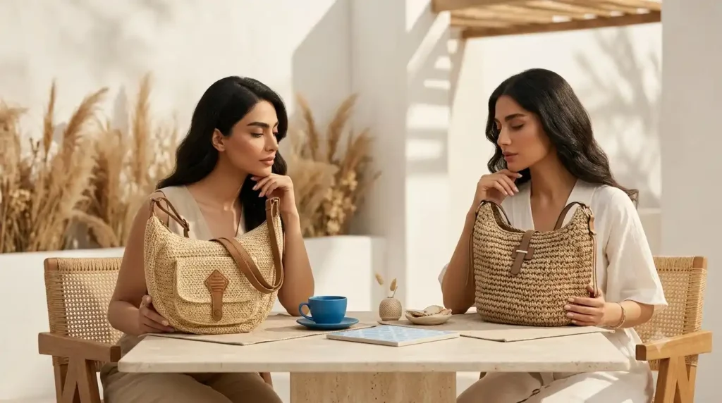 مقایسه کیف حصیری ایرانی و وارداتی نستورین شاپ